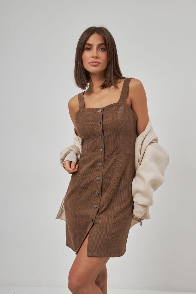 Rochie din catifea cu nasturi