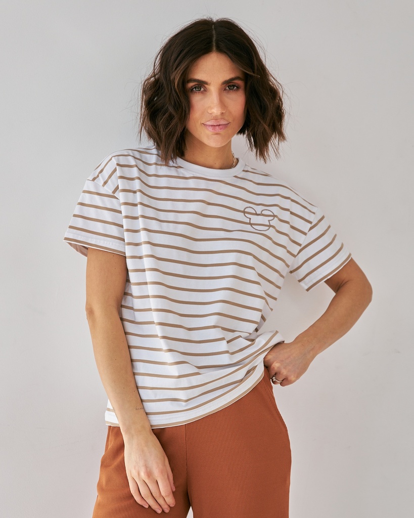 Striped t-shirt with Mikey embroidery